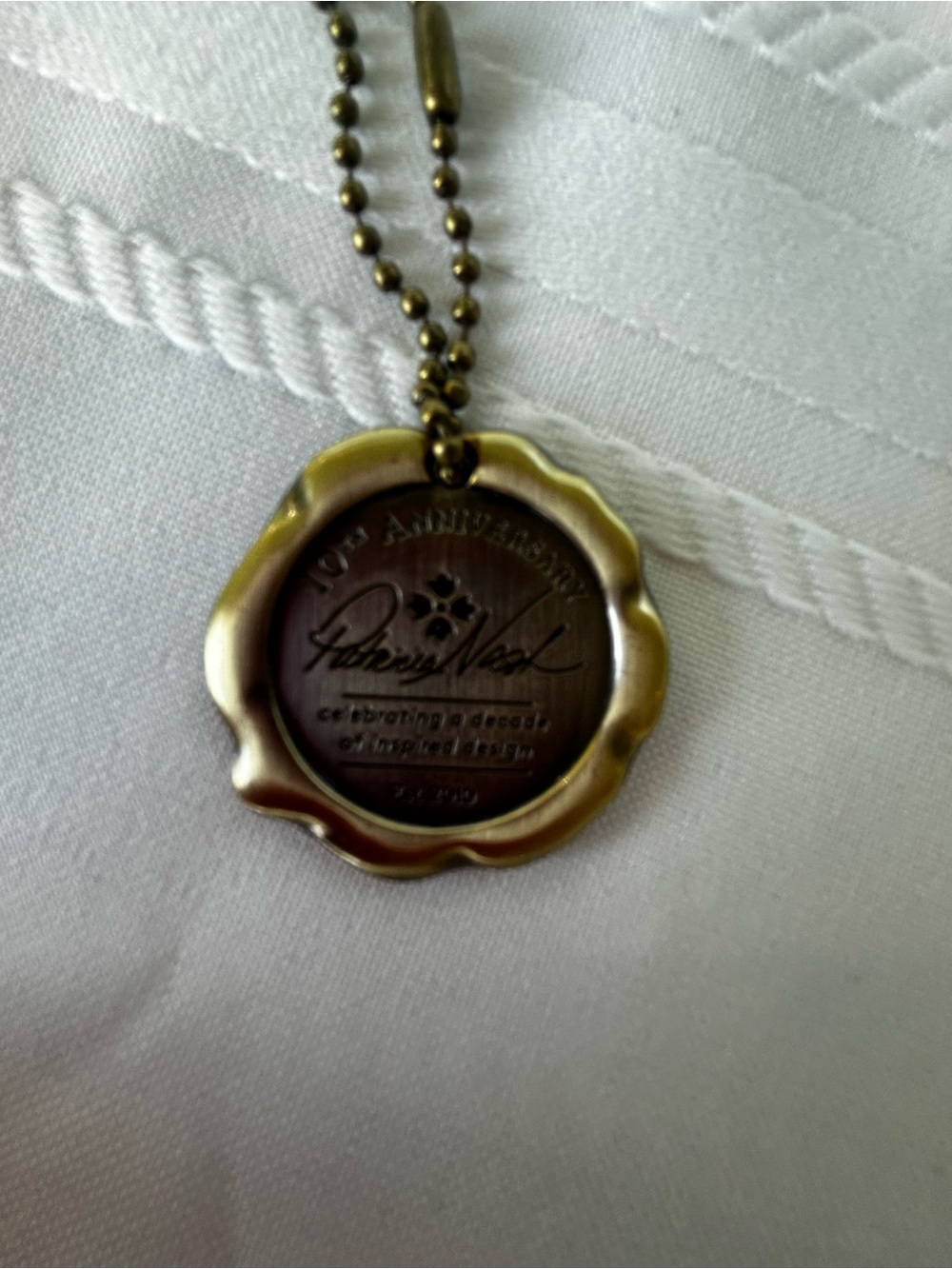 Patricia Nash Antique Bronze Medallion Pendant Ball Chain Purse Emblem Charm